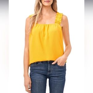 CeCe Yellow Sleeveless Square Neck Top